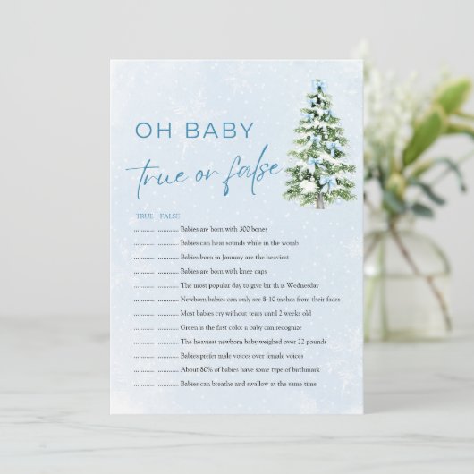 Christmas Oh Baby True or False Baby Shower Game Kaart (Staand voorkant)