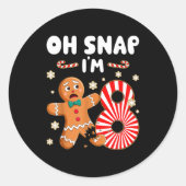 Christmas Oh Snap 8 Year Old Gingerbread Man 8th B Ronde Sticker (Voorkant)