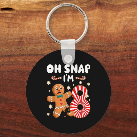 Christmas Oh Snap 8 Year Old Gingerbread Man 8th B Sleutelhanger (Voorkant)