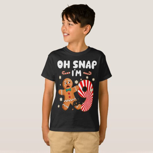 Christmas Oh Snap 9 Year Old Gingerbread Man 9th B T-shirt (Voorkant volledig)