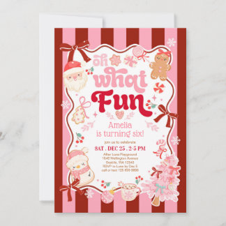 Christmas Oh What Fun Birthday Invitation Kaart