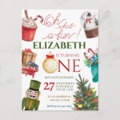 Christmas Oh What Fun First Birthday Briefkaart (Voorkant)