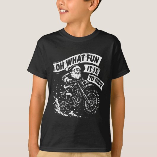 Christmas Oh What Fun It Is To Ride Santa Dirt Bik T-shirt (Voorkant)