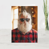 Christmas Old Man With Beard Under Sunglasses Kaart (Voorkant)