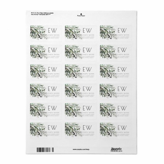 CHRISTMAS OLIVE BRANCH ADRESETIKETTEN ETIKET (Full Sheet)
