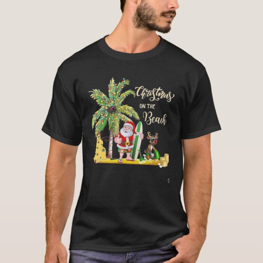 Christmas On The Beach Funny Tropical Christma T-shirt (Voorkant)