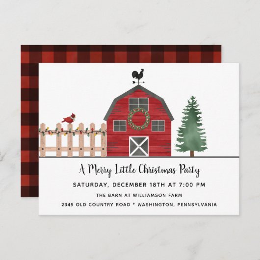 Christmas on the Farm Rustic Holiday Party Invite  Briefkaart (Voorkant / Achterkant)