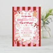 Christmas ONEderful Time First Birthday Invitation Kaart (Staand voorkant)
