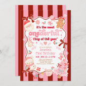 Christmas ONEderful Time First Birthday Invitation Kaart (Voorkant / Achterkant)