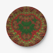 CHRISTMAS ~ Ongewoon rood groen goud fractal ~ Papieren Bordje (Voorkant)