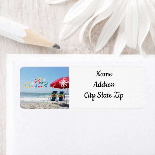 CHRISTMAS OP BEACH *CHRISTMAS* ADRES ETIKET (Insitu)