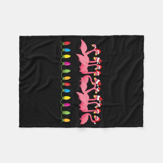 CHRISTMAS OP HET BEACH-design FLAMINGO SANTA Fleece Deken (Voorkant (Horizontaal))