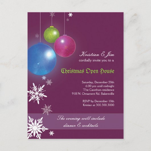 Christmas Open House Party Invitation Briefkaart (Voorkant)