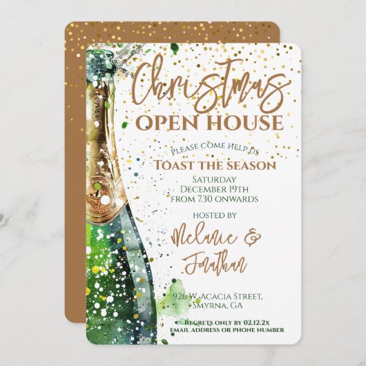 Christmas Open House Toast het seizoensfeest Kaart (Voorkant / Achterkant)