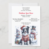 Christmas Open House with Border Collie & Snowman  Kaart (Voorkant)
