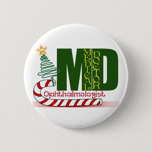 CHRISTMAS OPHTHALMOLOGIST RONDE BUTTON 5,7 CM (Voorkant)