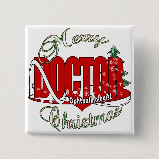 CHRISTMAS Ophthalmoloog OOOGARTS Vierkante Button 5,1 Cm (Voorkant)