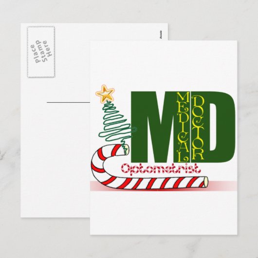 CHRISTMAS OPTOMETRIST - OOGDOKTER FEESTDAGENKAART (Voorkant / Achterkant)