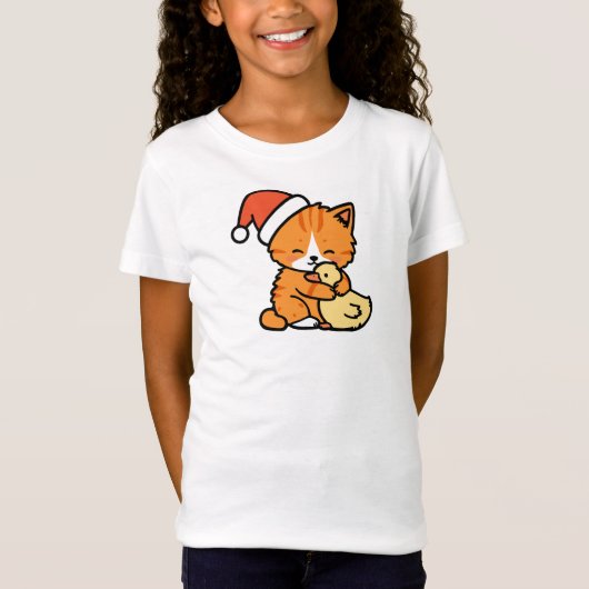Christmas Orange Cat and Goose T-shirt (Voorkant)