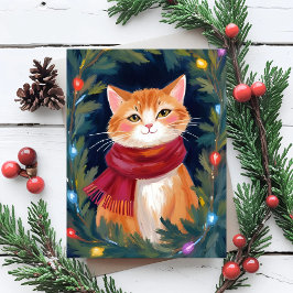 Christmas Orange Cat Festive Pet Feestdagenkaart