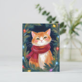 Christmas Orange Cat Festive Pet Feestdagenkaart (Staand voorkant)