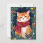 Christmas Orange Cat Festive Pet Feestdagenkaart (Voorkant)