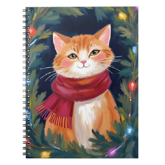 Christmas Orange Cat Festive Pet Notitieboek (Voorkant)