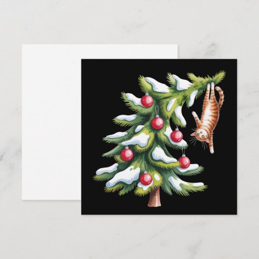 Christmas Orange Cat Tree Cats Lover Family Xmas Feestdagenkaart (Voorkant / Achterkant)