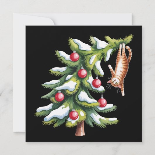 Christmas Orange Cat Tree Cats Lover Family Xmas Feestdagenkaart (Voorkant)