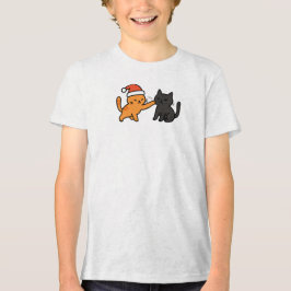 Christmas Orange Cat with Black Cat Tri-Blend Shirt