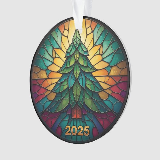 Christmas Ornament 2025 Faux Stained Glass Eff. 1  (voorkant)
