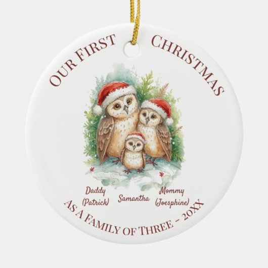 Christmas Ornament - First Christmas Family of 3 (Voorkant)