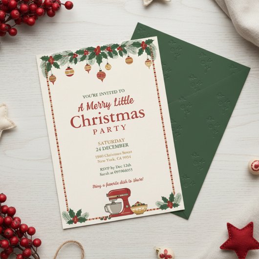 Christmas Ornament Garland Party Invitation Kaart