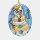 CHRISTMAS ORNAMENT GROOVY SNOWMAN "PEACE ON EARTH" (Achterkant)