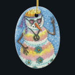 CHRISTMAS ORNAMENT GROOVY SNOWMAN "PEACE ON EARTH"<br><div class="desc">DAT WAREN DE DAGEN VAN BLOEMKRACHT,  STROPDAS GEVERFD WAS IN EN MIJN FAVORIET,  HET VREDESTEKEN. VOEG EEN BEETJE LIEFDE TOE AAN JE BOOM. GROOVY SNEEUWPOP "VREDE OP AARDE" Blauwe Rug - KERSTMIS ORNAMENT Ovaal * Aanpassen ... .Kijk voor overeenkomende items Susan Brack Design</div>