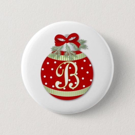 CHRISTMAS ORNAMENT INITIAAL B RONDE BUTTON 5,7 CM (Voorkant)