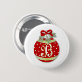 CHRISTMAS ORNAMENT INITIAAL B RONDE BUTTON 5,7 CM (Voorkant /achterkant)