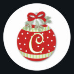 CHRISTMAS ORNAMENT INITIAAL C RONDE STICKER<br><div class="desc">Schattige  kerstfeestdag t - shirts en geschenken - donkere vakantielves en decoraties initiaal monogram t - shirts en geschenken - geweldig voor kinderen! Bekijk onze kaarten.</div>