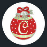 CHRISTMAS ORNAMENT INITIAAL C RONDE STICKER<br><div class="desc">Schattige  kerstfeestdag t - shirts en geschenken - donkere vakantielves en decoraties initiaal monogram t - shirts en geschenken - geweldig voor kinderen! Bekijk onze kaarten.</div>