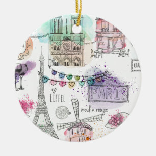 Christmas Ornament-Paris Print Keramisch Ornament