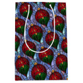 Christmas Ornament Red Green Blue Stained Glass Medium Cadeauzakje (Voorkant)