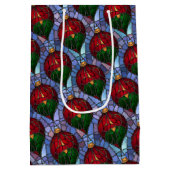 Christmas Ornament Red Green Blue Stained Glass Medium Cadeauzakje (Achterkant)