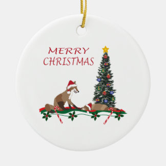 Christmas Ornament, wildlife, mom and baby fox Keramisch Ornament