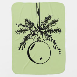 Christmas ornament with bow and pine branch inbakerdoek