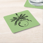 Christmas ornament with bow and pine branch kartonnen onderzetters (Schuin)