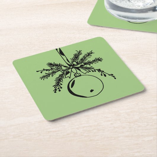 Christmas ornament with bow and pine branch kartonnen onderzetters (Schuin)