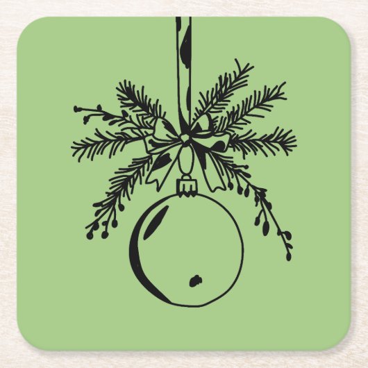Christmas ornament with bow and pine branch kartonnen onderzetters (Voorkant)