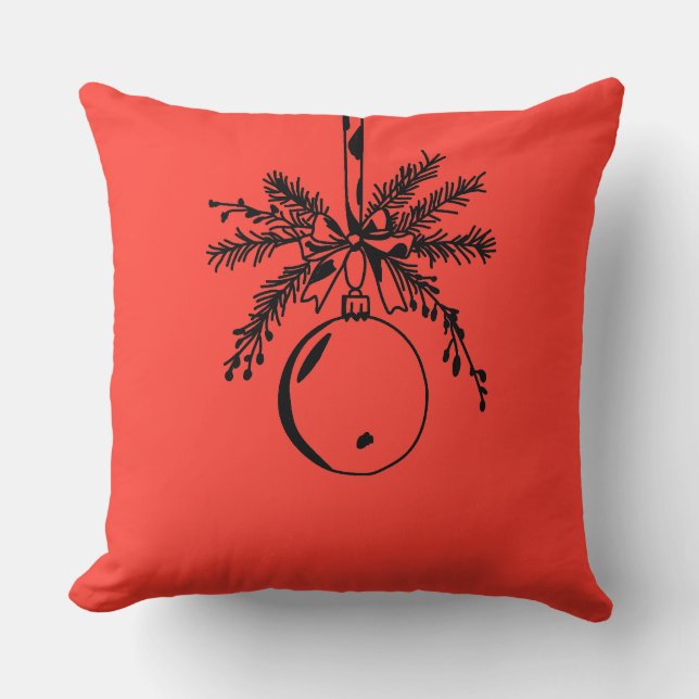 Christmas ornament with bow and pine branch kussen (Voorkant)