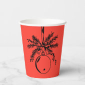 Christmas ornament with bow and pine branch papieren bekers (Achterkant)