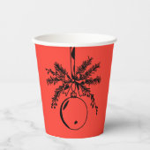 Christmas ornament with bow and pine branch papieren bekers (Voorkant)